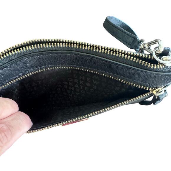 KATE SPADE Black Leather Wristlet Gold Hardware - Picture 6 of 15